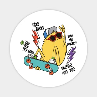 Funny And Crazy Skater Monster For Awesome Skateboarding Friends With Mental Disorder - international friendship Magnet